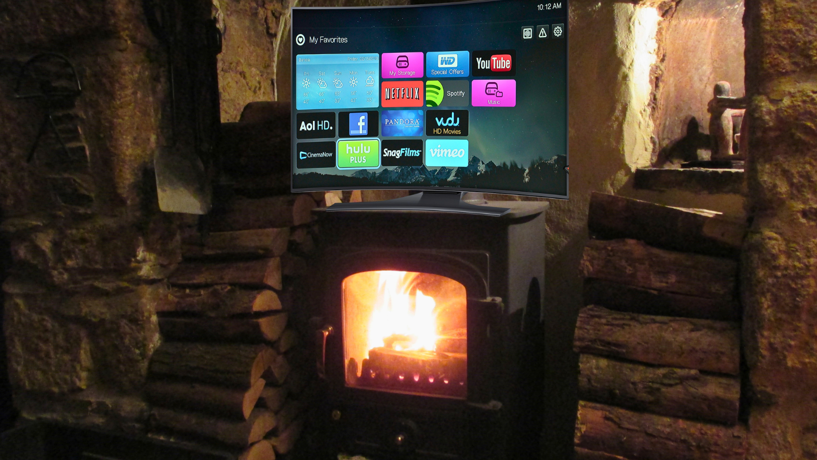 TV on wood Burner